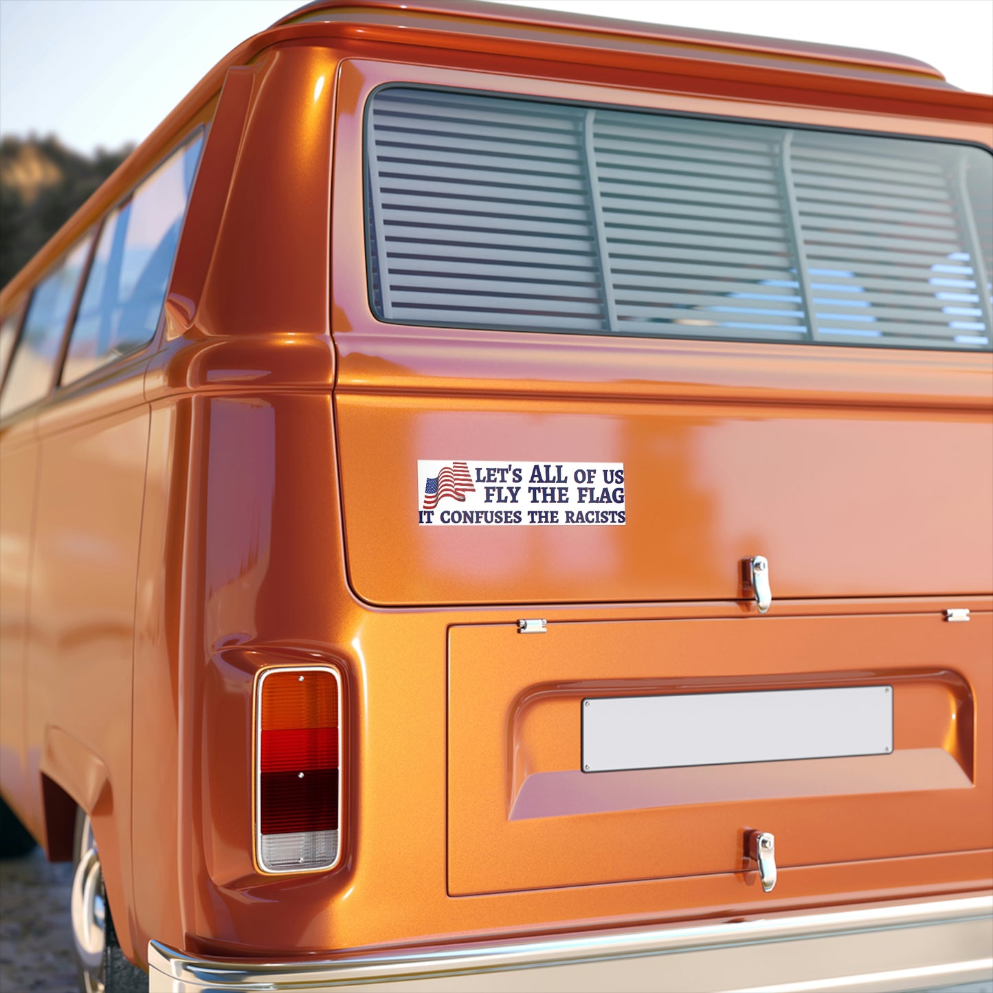 lets all of us fly the flag it confuses the racists sticker on van