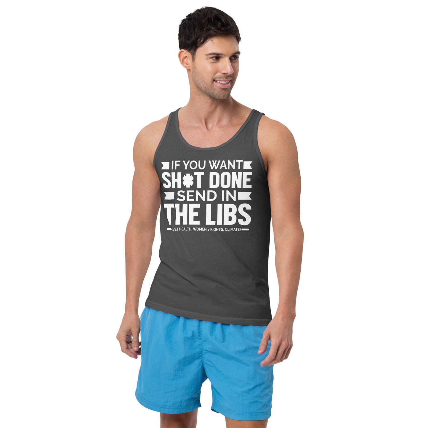 mens staple tank top asphalt front