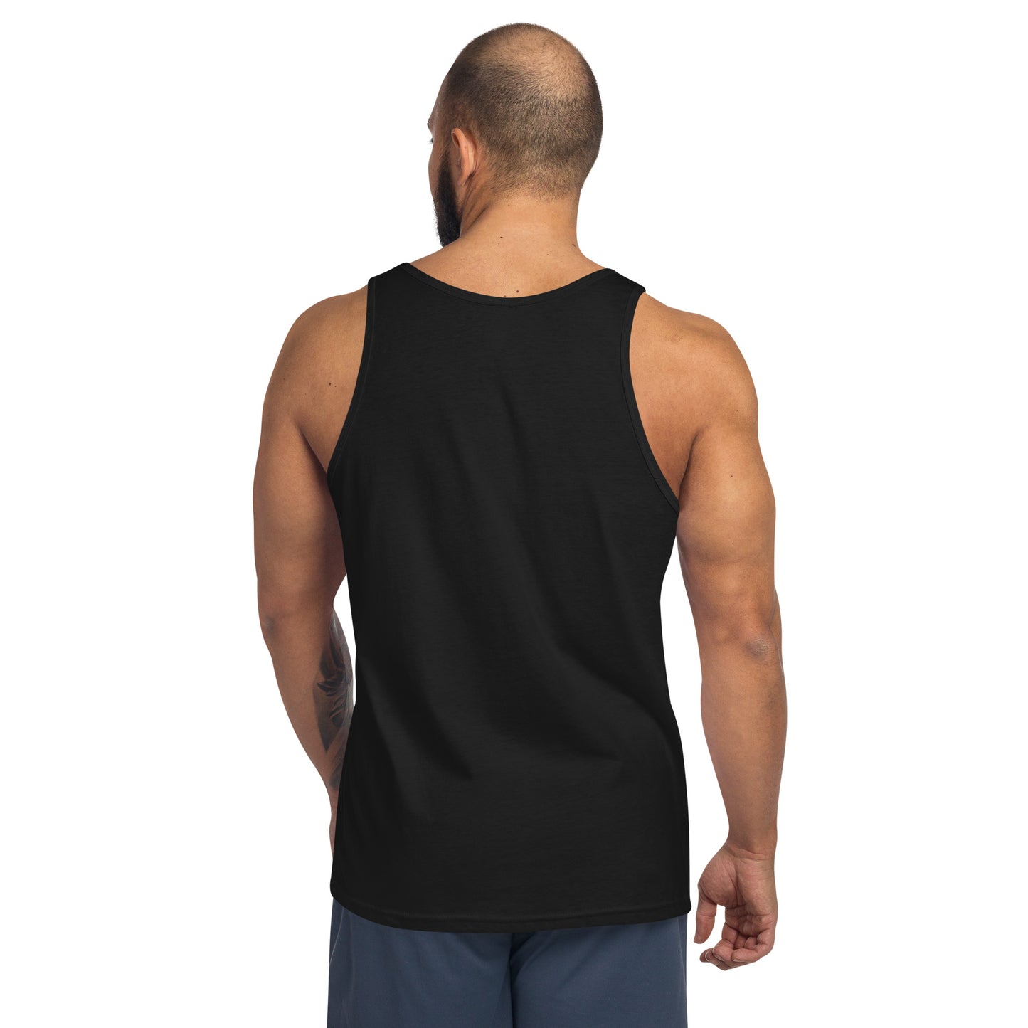 mens staple tank top black back