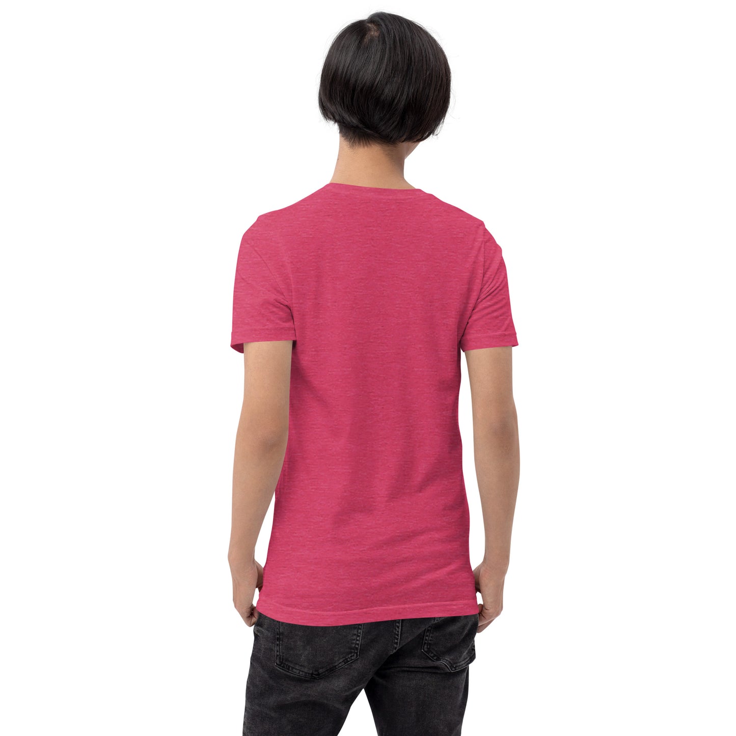 unisex staple tshirt heather raspberry back