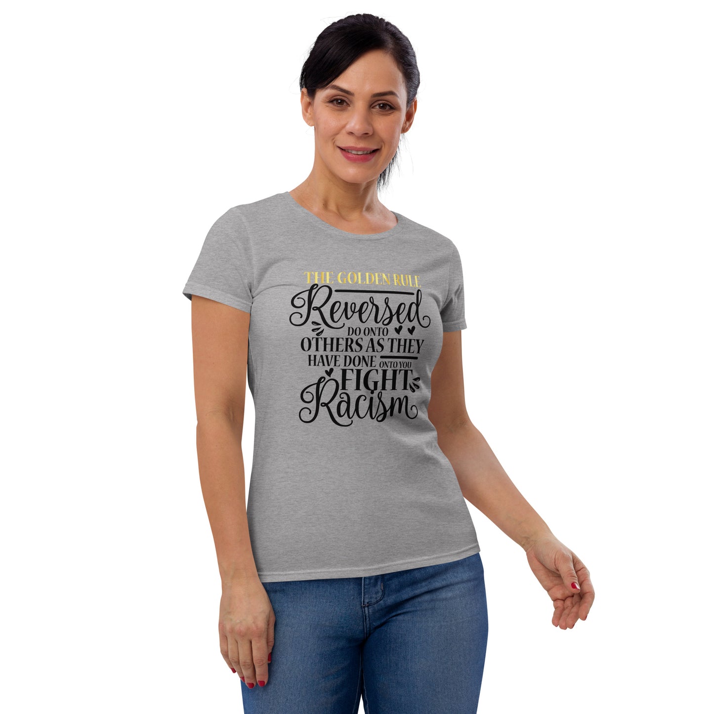 womens fashion fit tshirt heather grey front